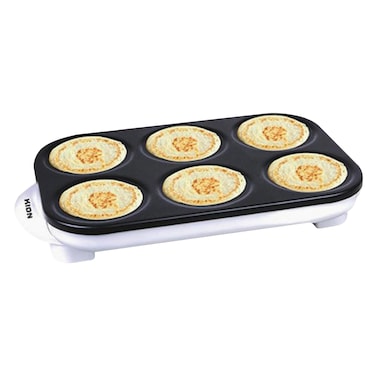 كيون ماكينة صنع كريب بقاعدة بيضاء وجهد 220-240 فولت وتردد 50/60 هرتز وقدرة 1200 واط سعة 6 قطع