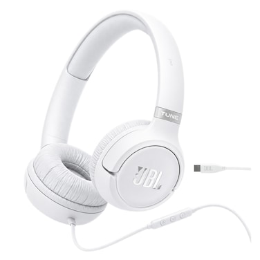 جي بي إل تيون 530 - سماعات رأس سلكية بمنفذ USB-C، توضع على الأذن، أبيض