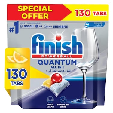 فينيش كوانتوم أقراص غسالة الصحون، رائحة الليمون 130 قرص
