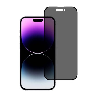 واقي شاشة زجاجي مقوى للخصوصية لهاتف iPhone 14 Pro Max - مقاوم للخدش، مضاد لبصمات الأصابع، حدود سوداء
