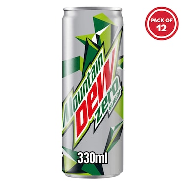 Mountain Dew Zero Sugar Soft Drink Can, 330 ml x12