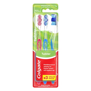 Colgate Toothbrush Twister Full Head Medium 3 Pieces