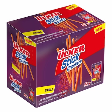 Ulker Stick Crackers &ndash; Smoked Chili Flavor &ndash; 30 g x 12