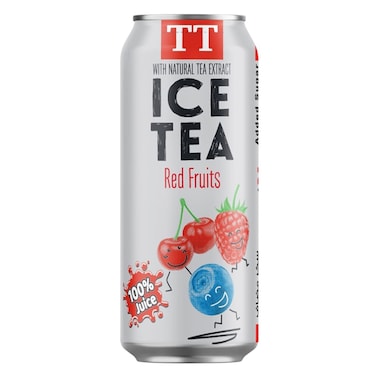 تي تي – مشروب شاي مثلج بنكهة الفواكه الحمراء بدون سكر مضاف – 330 مل