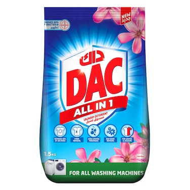 DAC All-in-1 Laundry Detergent &ndash; Removes 99% of Bacteria &ndash; Long-Lasting Freshness &ndash; For Whites &amp; Colors &ndash; 1.5 kg &ndash; Suitable for All Washing Machines