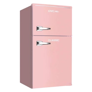جي في سي برو ثلاجة كلاسيكية ببابين وفريزر علوي، سعة 85 لترًا، موديل GVRG-199، لون وردي