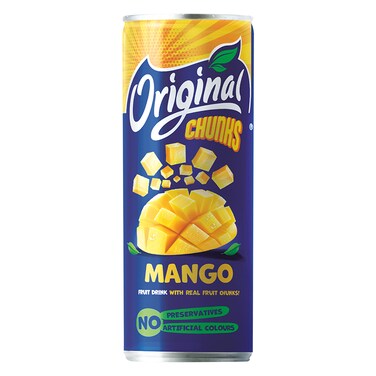 Original Mango Chunks Fruit Drink &ndash; 240 ml Can &ndash; With Real Fruit Pieces &ndash; No Preservatives &ndash; No Artificial Colors
