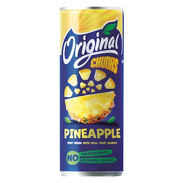 Original Pineapple Chunks Fruit Drink &ndash; 240 ml Can &ndash; With Real Fruit Pieces &ndash; No Preservatives &ndash; No Artificial Colors