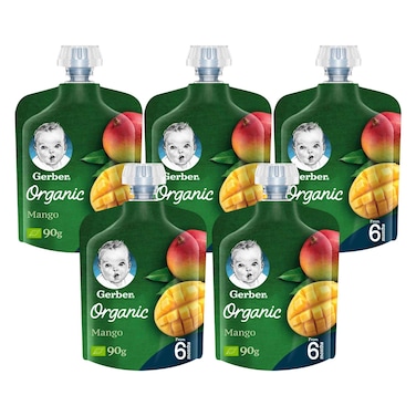 Gerber Organic Mango Baby Food Puree, 90g x5