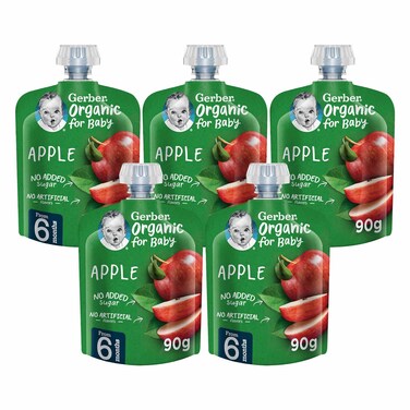 جربر مهروس طعام أطفال عضوي بالتفاح، 90 جرام ×5
