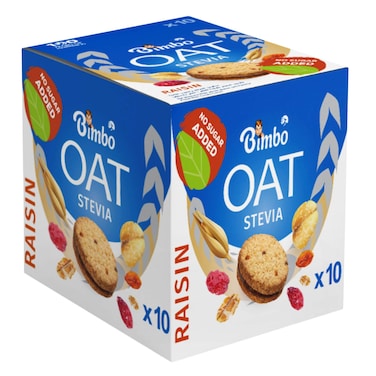 Bimbo Raisin Stevia Oat Biscuit with Cocoa Cream Filling, 30g x10