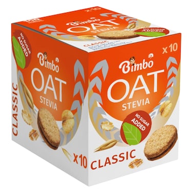 Bimbo Classic Stevia Oat Biscuit with Cocoa Cream Filling, 30g x10