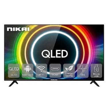نيكاي - تلفزيون ذكي QLED مقاس 43 بوصة، نظام أندرويد 11، واي فاي، منفذ HDMI، منفذ USB، موفر للطاقة، تصميم نحيف، NTV43QSLED