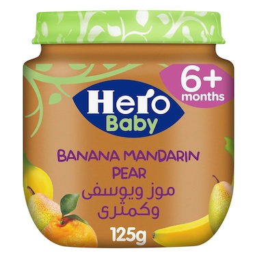 Hero Baby Banana, Mandarin &amp; Pear Baby Food Puree, 125g