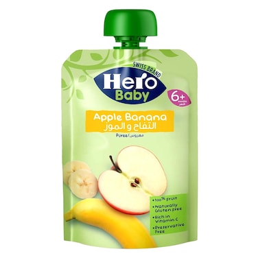 Hero Baby Pouch Apple &amp; Banana Baby Food Puree, 100g