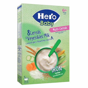 Hero Baby 8 Cereals, Vegetables &amp; Milk Baby Cereal, 150g