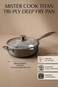 MISTERCOOK Mister Cook Titan Tri-Ply Deep Fry Pan With Wide Rim Glass Cover, 1140/26C, 26 Cm, Stainless Steel