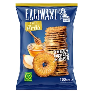 Elephant Squeezed Pretzels Honey Mustard &amp; Onion, 160g