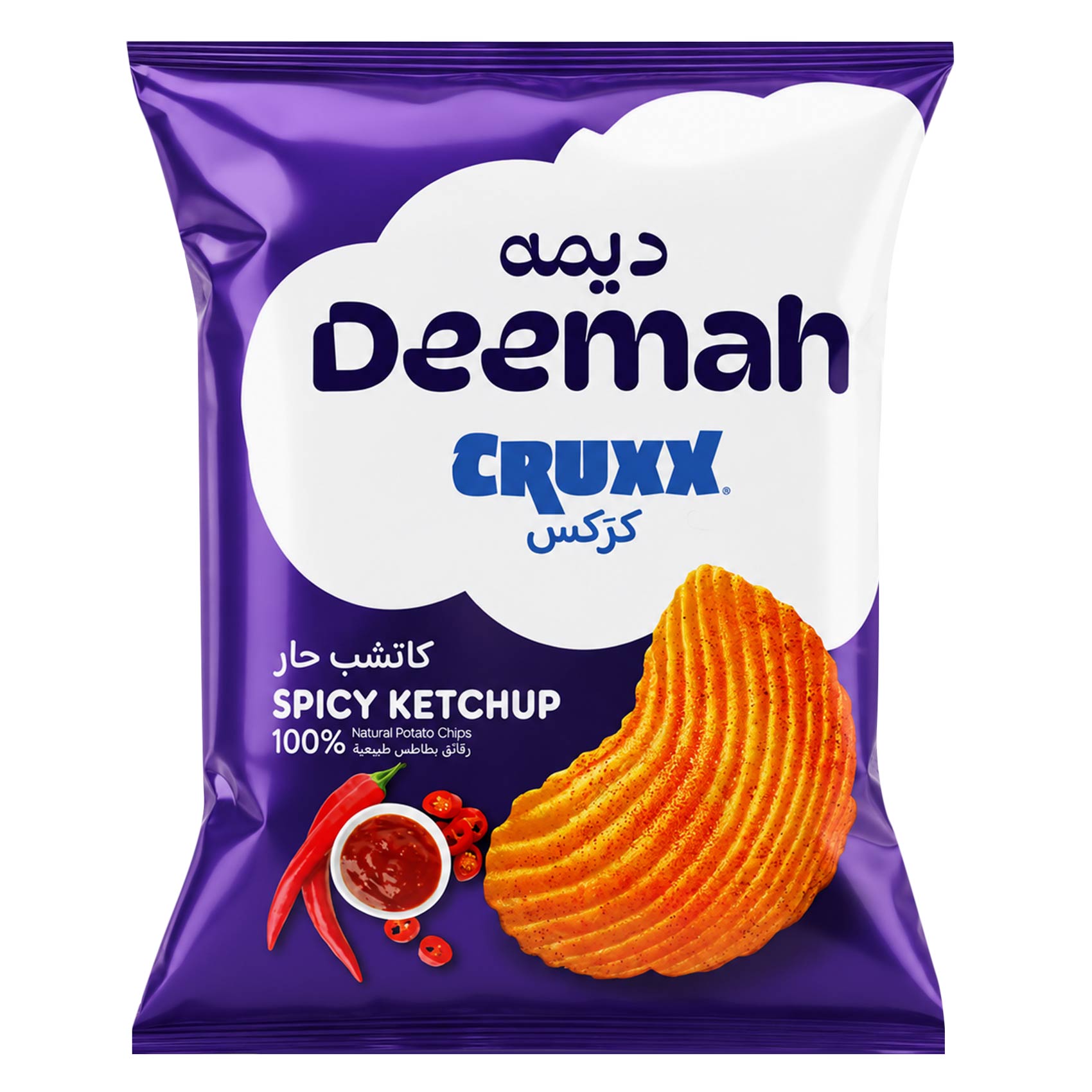 ديمة كروكس – سناك الذرة بنكهة الكاتشب الحار – 75 جرام