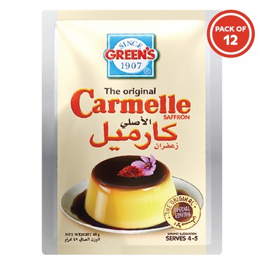 Green's Carmelle (Saffron) Vanilla Flavour Dessert Mix with Caramel Topping 49g x12