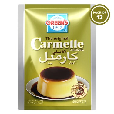 Green's Carmelle Cardamom Vanilla Flavour Dessert Mix with Caramel Topping 49g x12