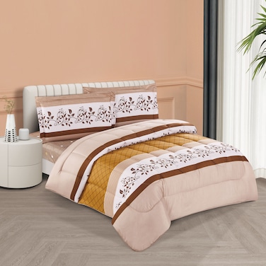STARGOLD Microfiber Solid 4 Pieces Comforter Set Fitted Sheet, Pillowsham, Comforter 170X230 CM King Size Mattress SG-CP2016