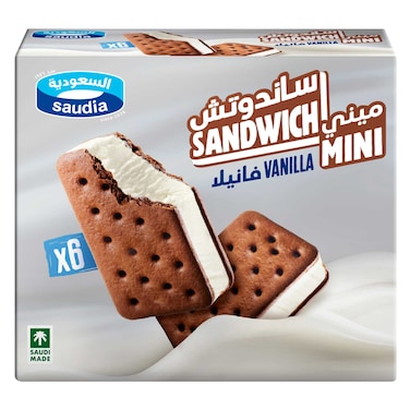 Saudia Mini Sandwich Ice Cream, 65ml x6