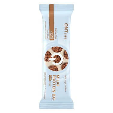 Qnt Liife - Milkii Protein Bar, 28% High Protein, Protein Bar With Cookies Flavor With Sweetener 60g
