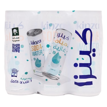 Kinza Sparkling Soda Water &ndash; 250 ml &times; 6 Cans
