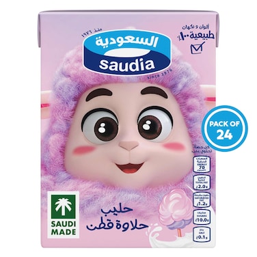 السعودية - حليب قليل الدسم بنكهة غزل البنات 125 مل × 24