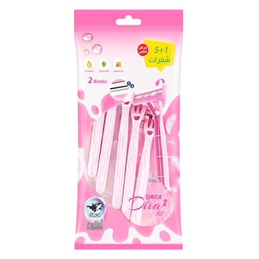 Orca Diva2 Eco Women's Disposable Razors 6 Pieces (5+1 Free)