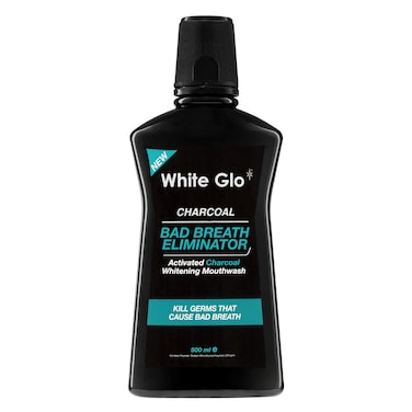White Glo - Charcoal Bad Breath Eliminator Whitening Mouthwash, 500ml