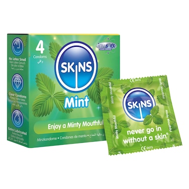 Skins Mint Condoms, 4 Condoms