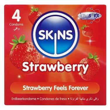 Skins Strawberry Condoms, 4 Condoms