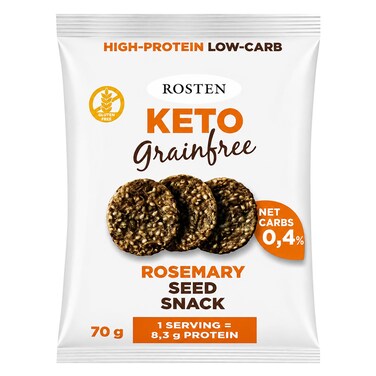 Rosten High Protein Low Carb Rosemary Seed Snack &ndash; Gluten Free, Grain Free, Keto Friendly &ndash; 70 g