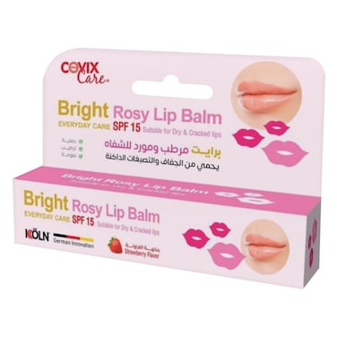 Covix Care Bright Rosy Lip Balm, Everyday Care, SPF 15, Suitable For Dry Cracked Lips, 15ml