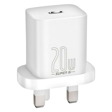 بيسوس – شاحن Si بمنفذ USB-C بقوة 20 واط – بريطاني – أبيض