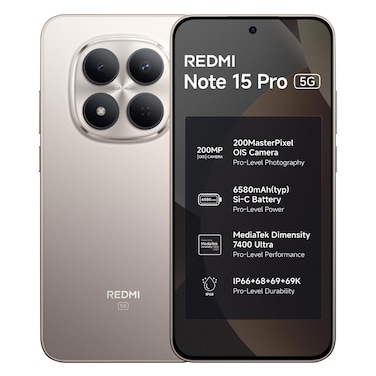 Xiaomi Redmi Note 15 Pro, 256GB Storage, 12GB RAM, 5G, Titanium