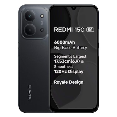 Xiaomi Redmi 15C Smartphone &ndash; 256 GB + 8 GB RAM &ndash; 5G &ndash; Black