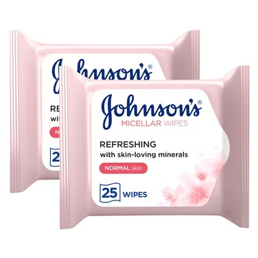 Johnson's Micellar Wipes with Minerals 25 Sheets (1+1 Free)