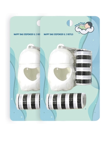 موزع أكياس حفاضات للتخلص من الحفاضات مع 2 من بكرات أكياس القمامة القابلة للتحلل الحيوي- 2 قطع