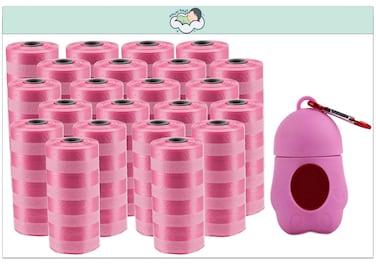 Amchi Baby Disposable Scented Bags pack of 22 rolls/440 Bags with Dispenser- Pink