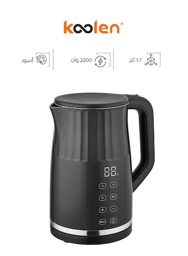كولين غلاية كهربائية بشاشة عرض، سعة 1.7 لتر، قدرة 2200 واط، رقم الموديل 800102025، لون أسود