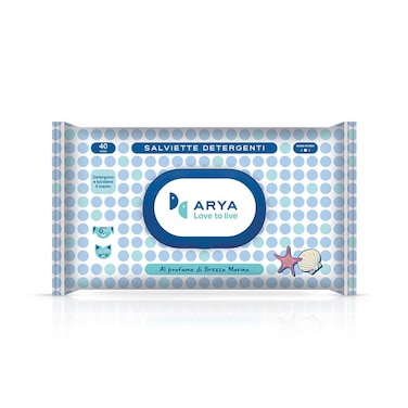 مناديل مبللة برائحة نسيم البحر للكلاب من آريا، 40 منديل