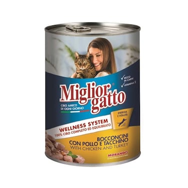 Miglior Gatto Chunks with Chicken and Turkey Canned Cat Food - 405 g