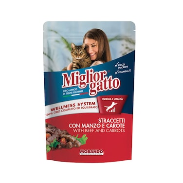 Miglior Gatto Beef and Carrots Cat Food Pouch - 100 g