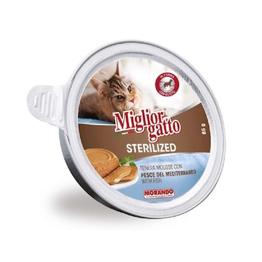 موس رطب بالسمك للقطط المعقمة من ميغليور، 85 جرام