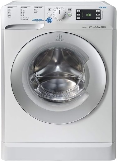 Indesit Washer Front Load &ndash; 9 Kg Washing &ndash; 16 Programs &ndash; White &ndash; XWE91283XWSSS 60HZ