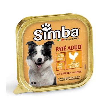 طعام رطب باتيه بالدجاج والكبد للكلاب من سيمبا - 300 جم