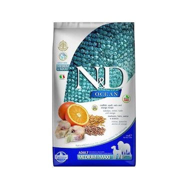 Farmina N&amp;D Ocean Cod - Spelt - Oats and Orange Adult Medium and Maxi Dry Dog Food - 2.5 kg